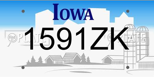 1591ZK Iowa License Plate