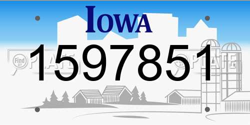 1597851 Iowa License Plate