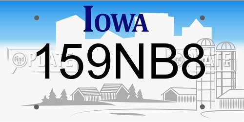 159NB8 Iowa License Plate