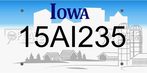 15AI235 Iowa License Plate