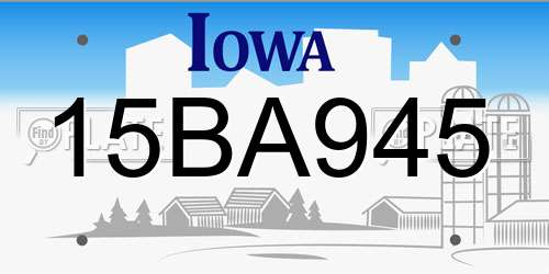 15BA945 Iowa License Plate