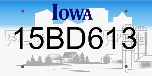 15BD613 Iowa License Plate