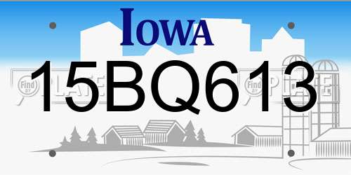 15BQ613 Iowa License Plate