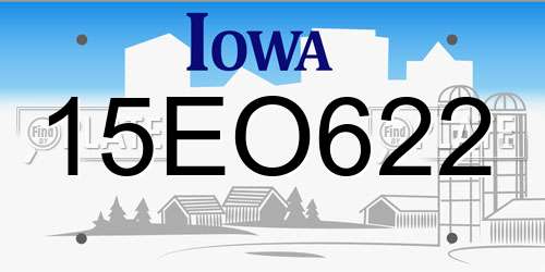 15EO622 Iowa License Plate