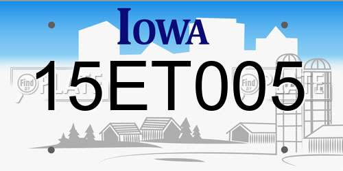 15ET005 Iowa License Plate