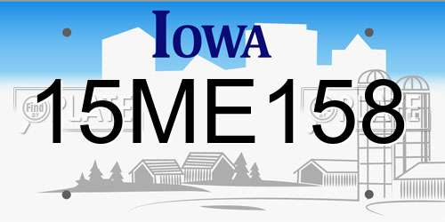 15ME158 Iowa License Plate