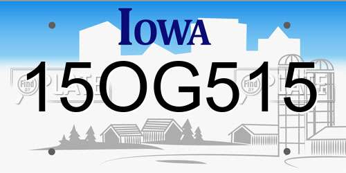 15OG515 Iowa License Plate
