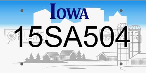 15SA504 Iowa License Plate
