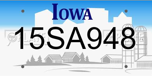 15SA948 Iowa License Plate