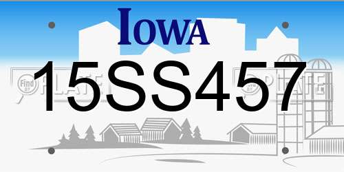 15SS457 Iowa License Plate
