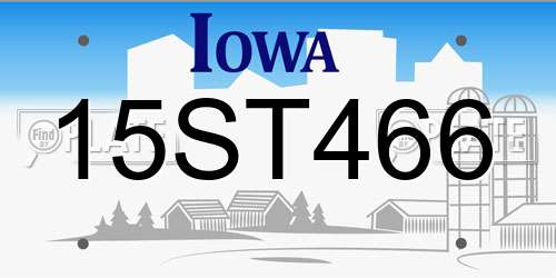 15ST466 Iowa License Plate