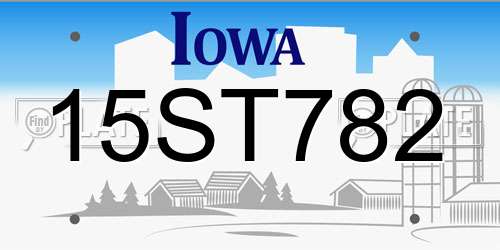 15ST782 Iowa License Plate