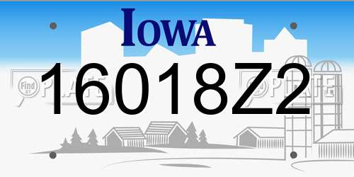 16018Z2 Iowa License Plate