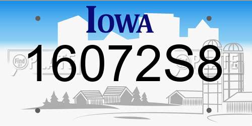 16072S8 Iowa License Plate