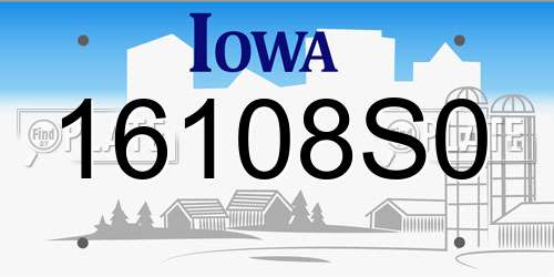 16108S0 Iowa License Plate