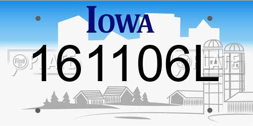 161106L Iowa License Plate