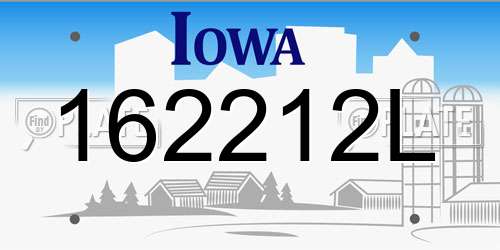 162212L Iowa License Plate
