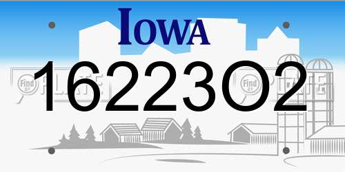 16223O2 Iowa License Plate