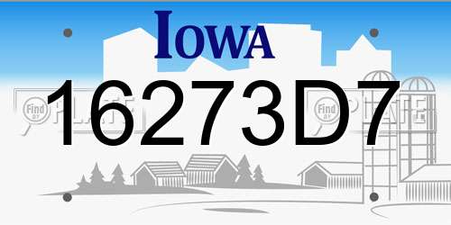 16273D7 Iowa License Plate
