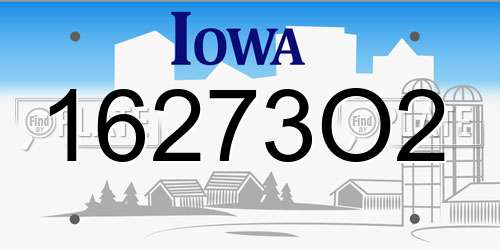 16273O2 Iowa License Plate