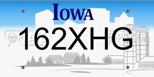 162XHG Iowa License Plate