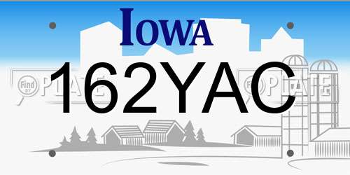 162YAC Iowa License Plate