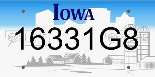 16331G8 Iowa License Plate