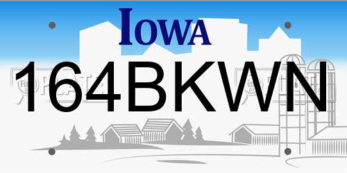 164BKWN Iowa License Plate
