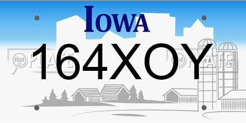 164XOY Iowa License Plate