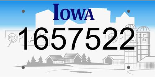 1657522 Iowa License Plate
