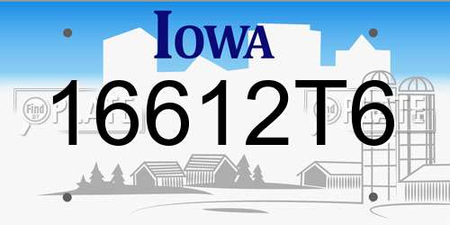 16612T6 Iowa License Plate