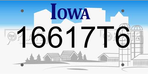 16617T6 Iowa License Plate