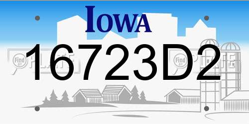16723D2 Iowa License Plate
