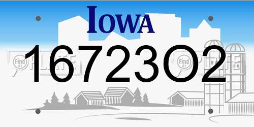 16723O2 Iowa License Plate