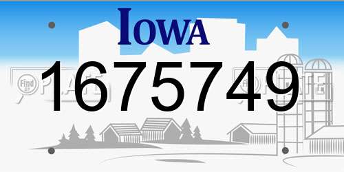 1675749 Iowa License Plate