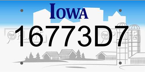 16773D7 Iowa License Plate