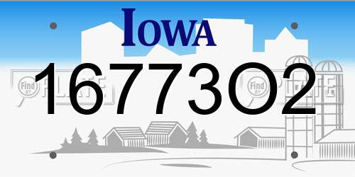 16773O2 Iowa License Plate
