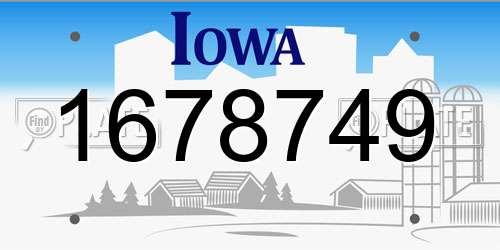 1678749 Iowa License Plate