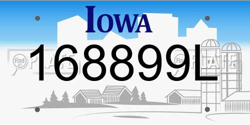 168899L Iowa License Plate