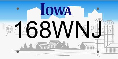 168WNJ Iowa License Plate