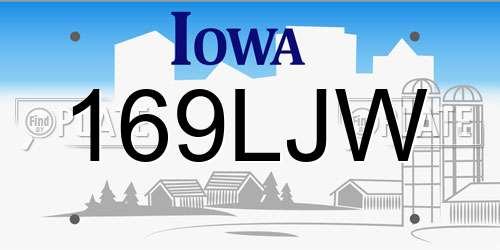 169LJW Iowa License Plate
