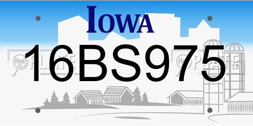 16BS975 Iowa License Plate