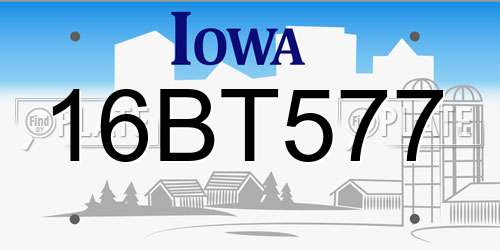 16BT577 Iowa License Plate