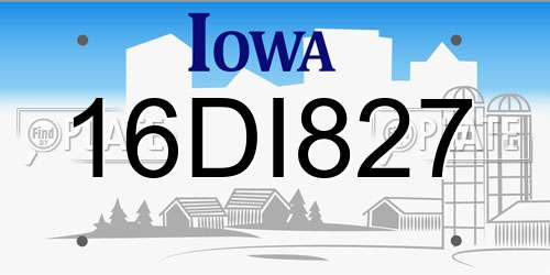 16DI827 Iowa License Plate