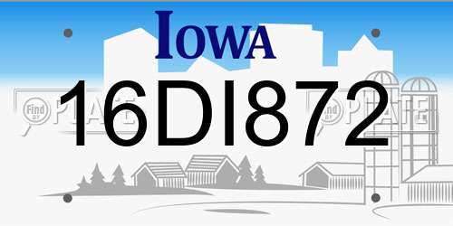 16DI872 Iowa License Plate