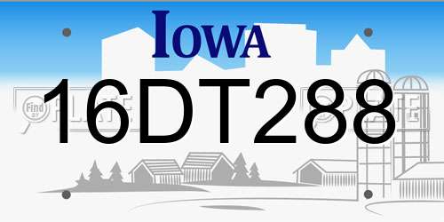 16DT288 Iowa License Plate