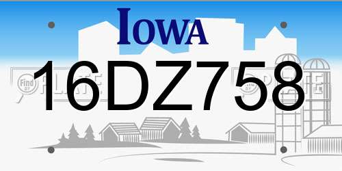 16DZ758 Iowa License Plate