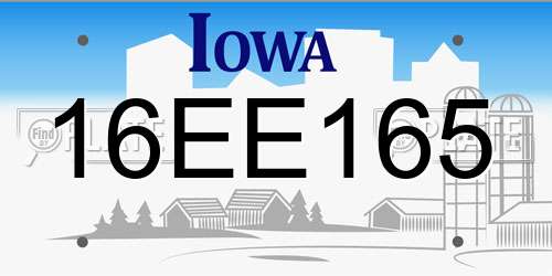 16EE165 Iowa License Plate