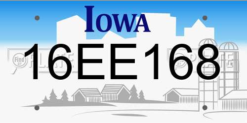 16EE168 Iowa License Plate