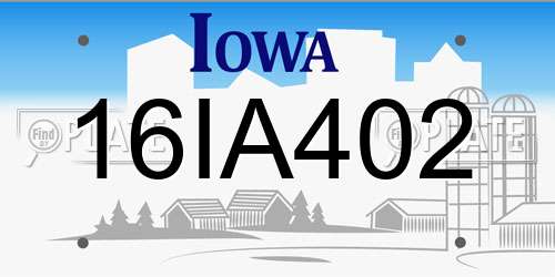 16IA402 Iowa License Plate